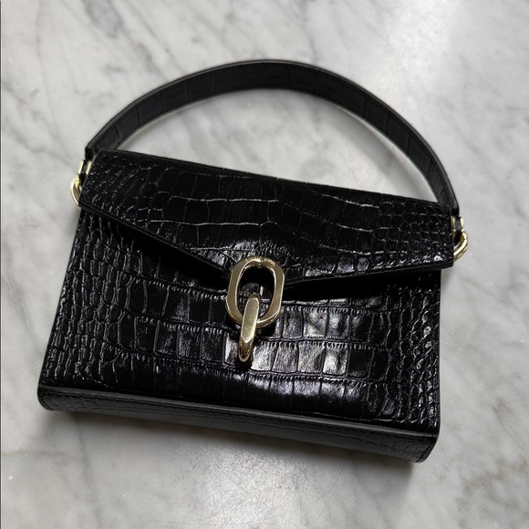 Anine Bing Handbags - Anine Bing Colette Black Croc Embossed Mini Bag